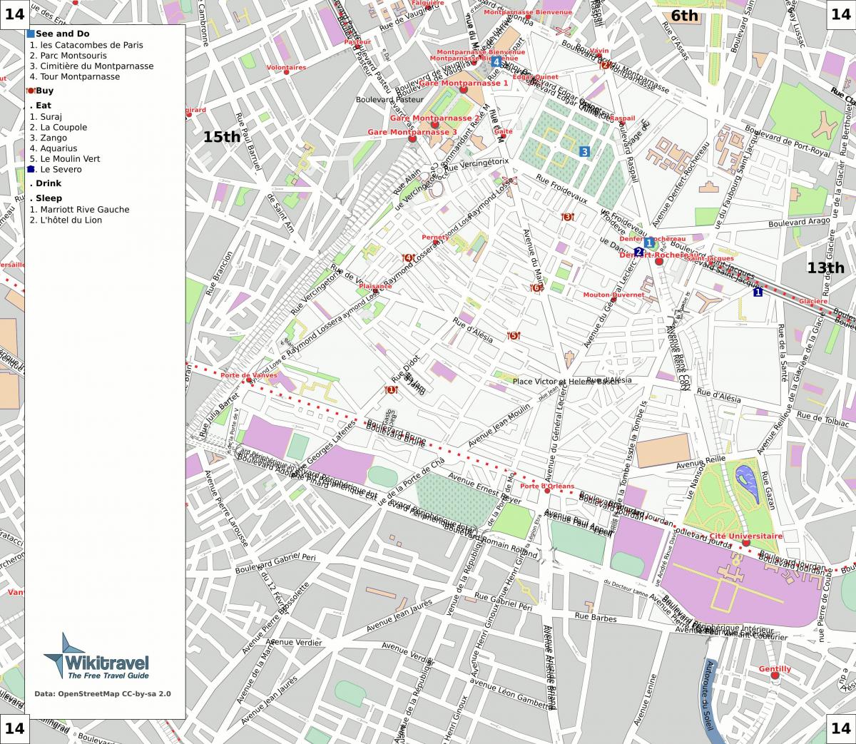 რუკა 14 arrondissement პარიზში