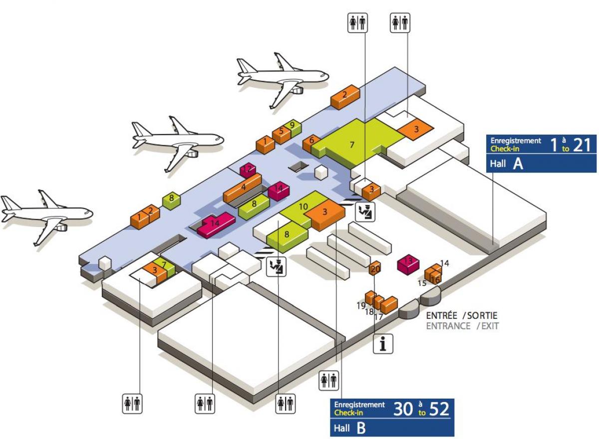 რუკა CDG აეროპორტის ტერმინალის 3