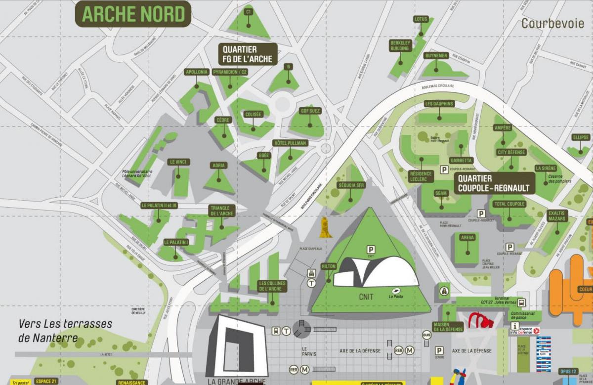 რუკა La Défense ჩრდილოეთ Arche
