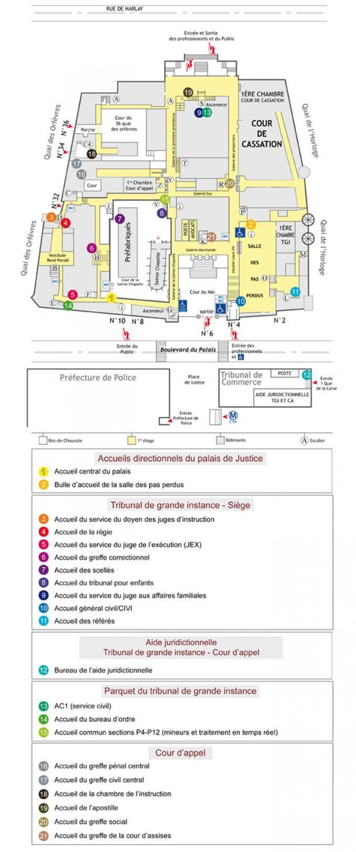 რუკა Palais de იუსტიციის პარიზში