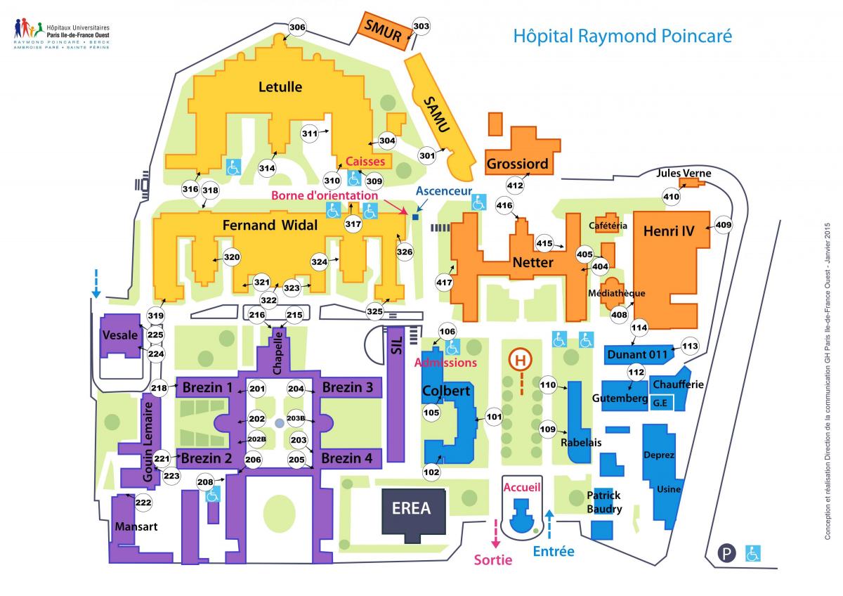 რუკა Raymond-Poincaré საავადმყოფოს