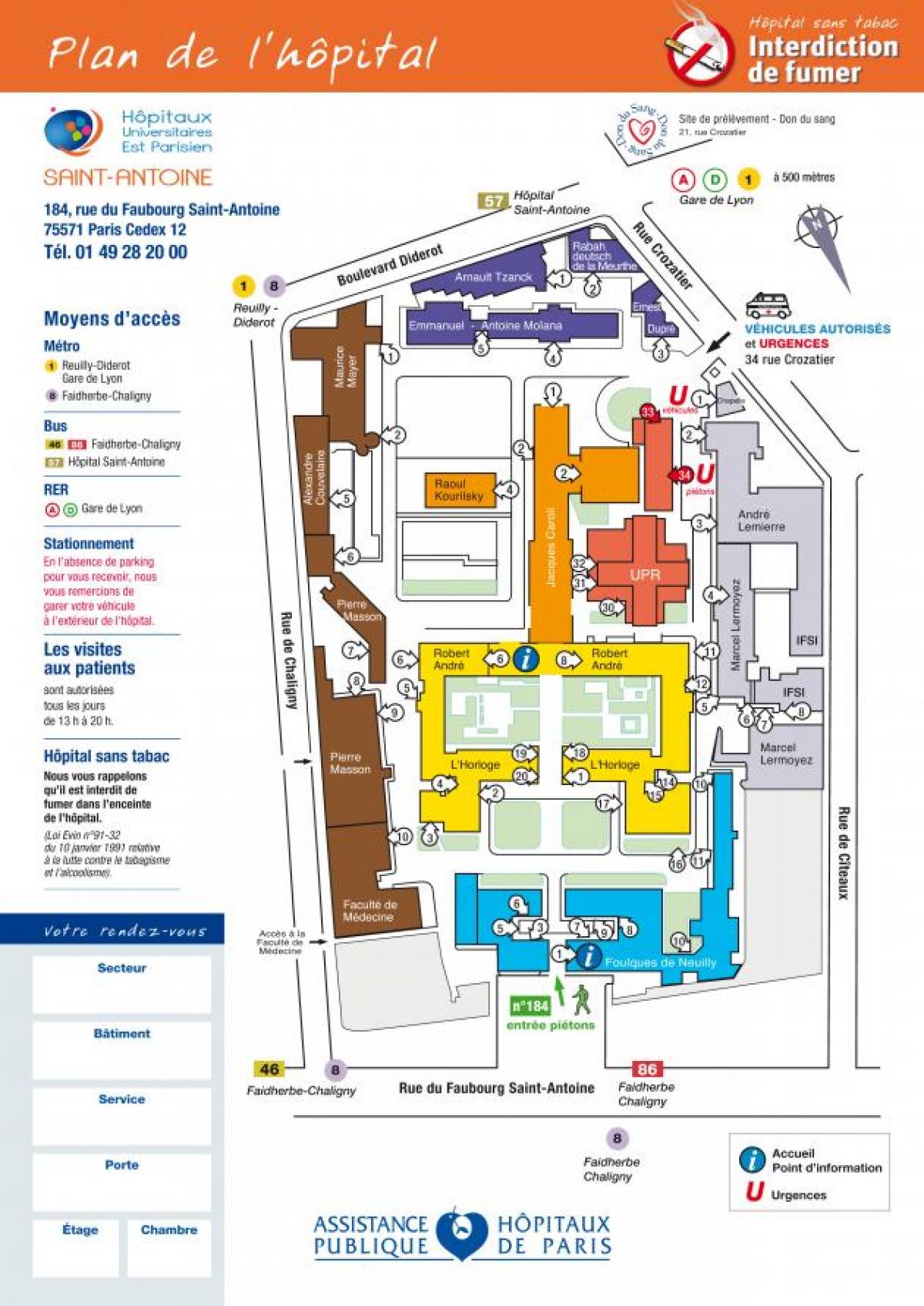 რუკა Saint-Antoine საავადმყოფოს