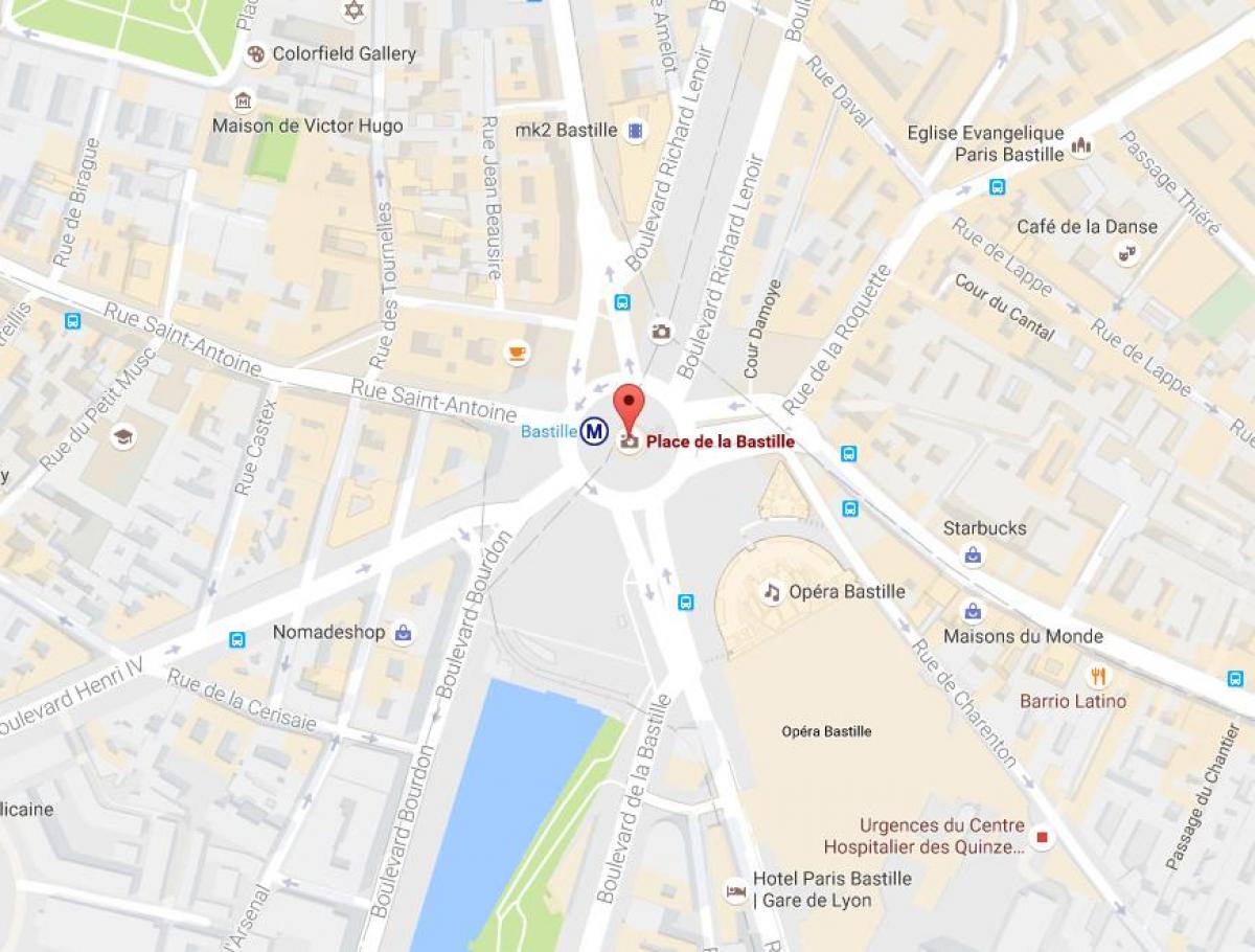 რუკა Place de la Bastille