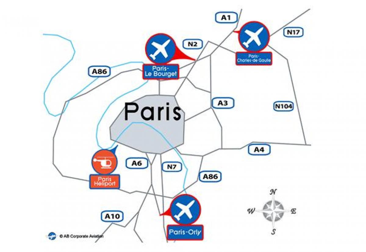 რუკა პარიზის აეროპორტის