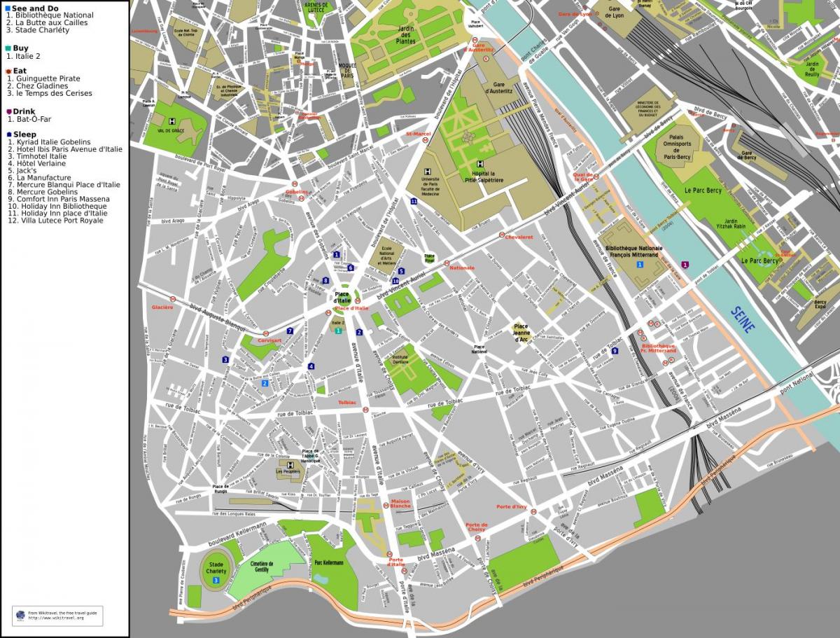 რუკა 13 arrondissement პარიზში