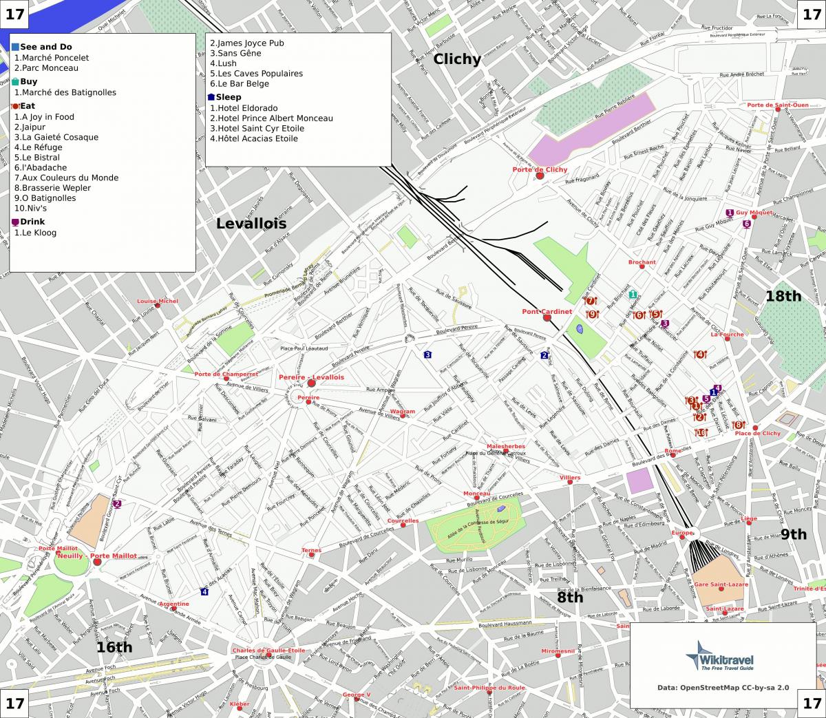 რუკა 17 arrondissement პარიზში