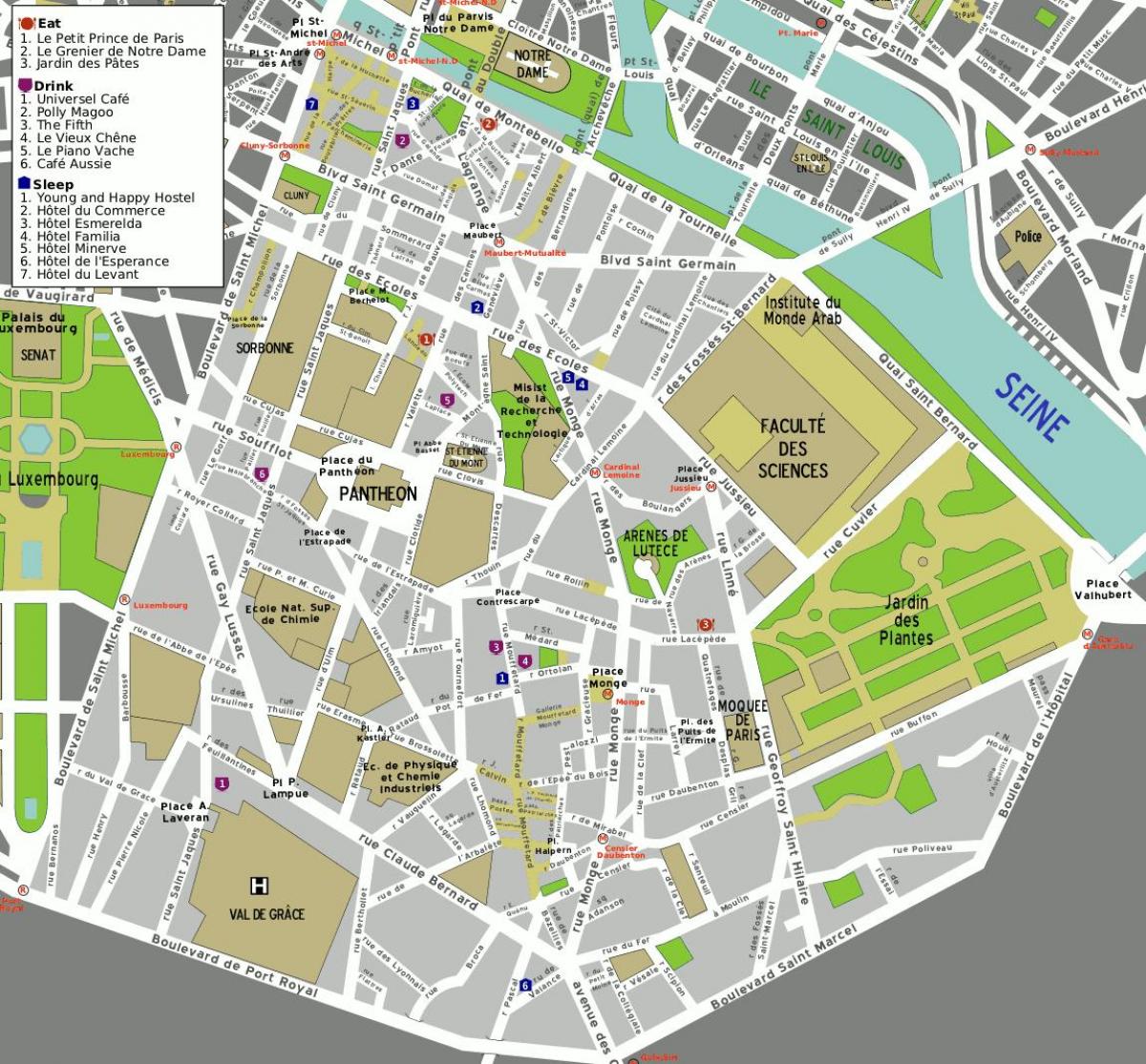 რუკა მე-5 arrondissement პარიზში