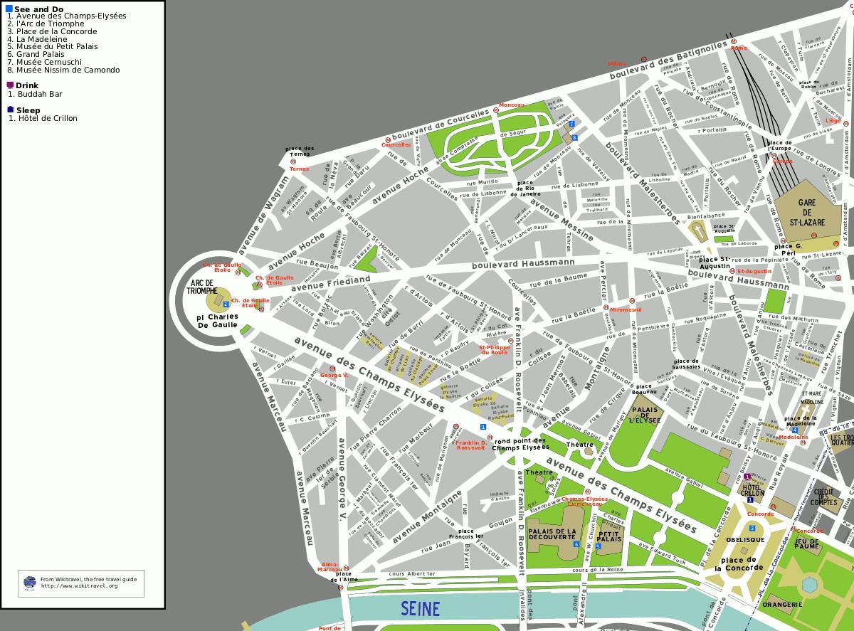 რუკა მე-8 arrondissement პარიზში