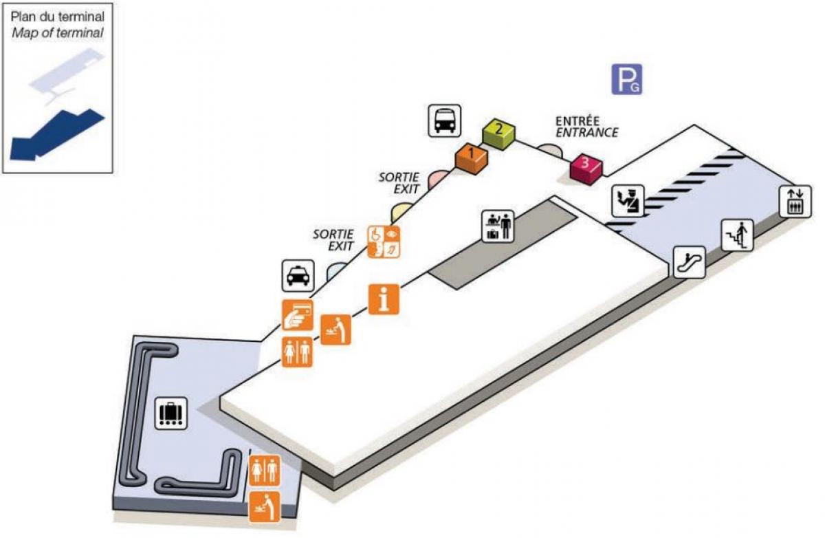 რუკა CDG აეროპორტის ტერმინალის 2G
