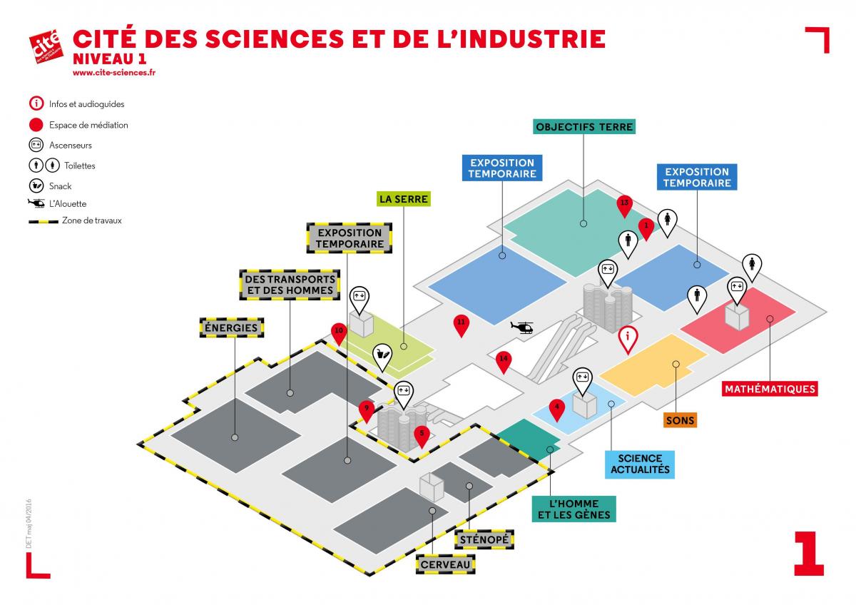 რუკა Cité des Sciences et de l მრეწველობის დონე 1