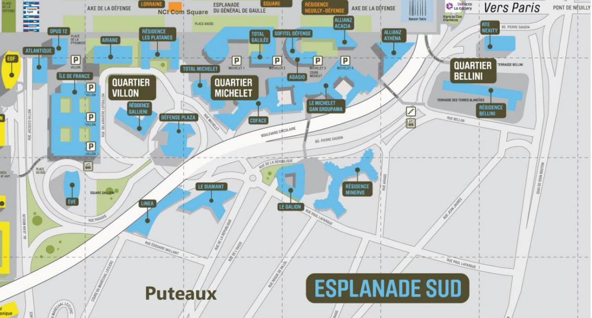 რუკა La Défense სამხრეთ Esplanade