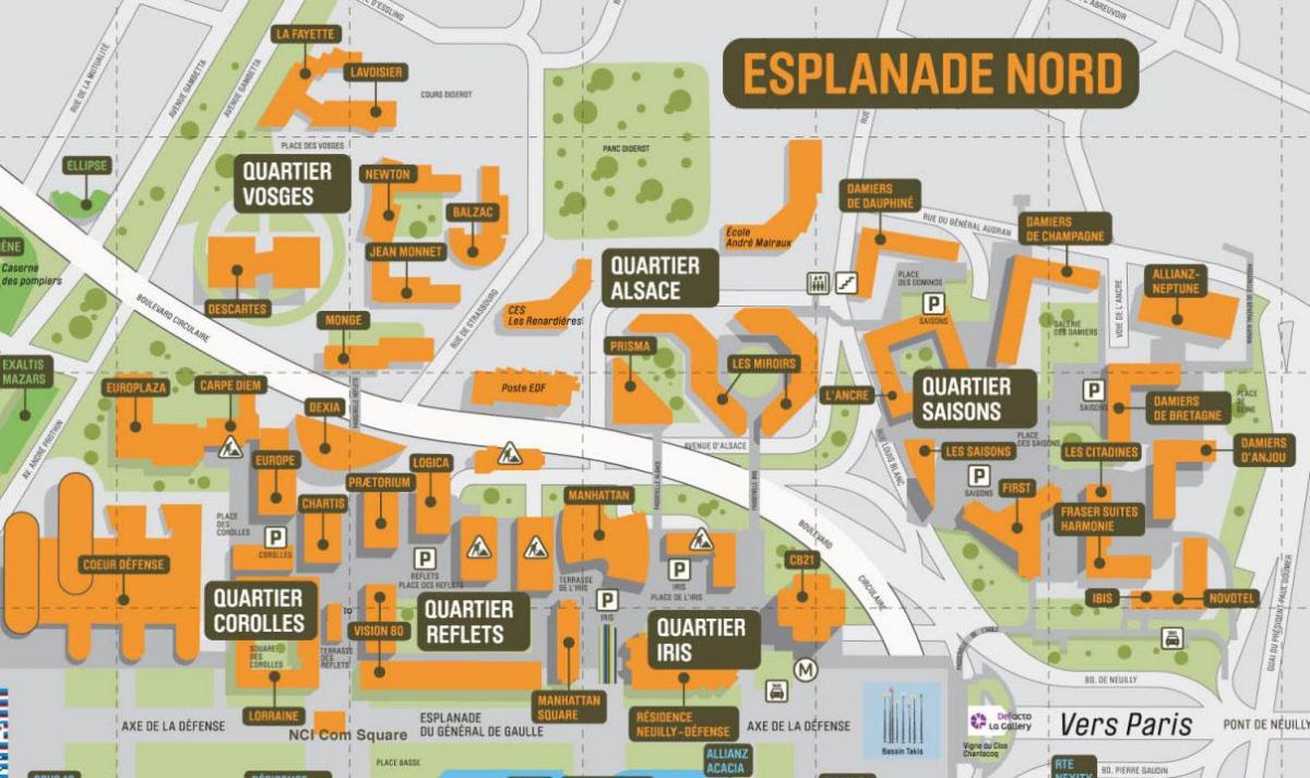 რუკა La Défense ჩრდილოეთ Esplanade
