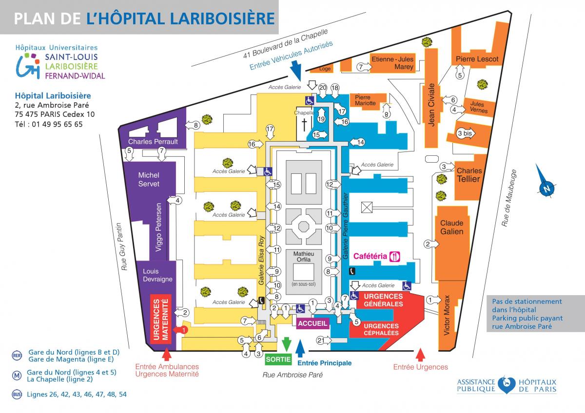 რუკა Lariboisiere საავადმყოფოს
