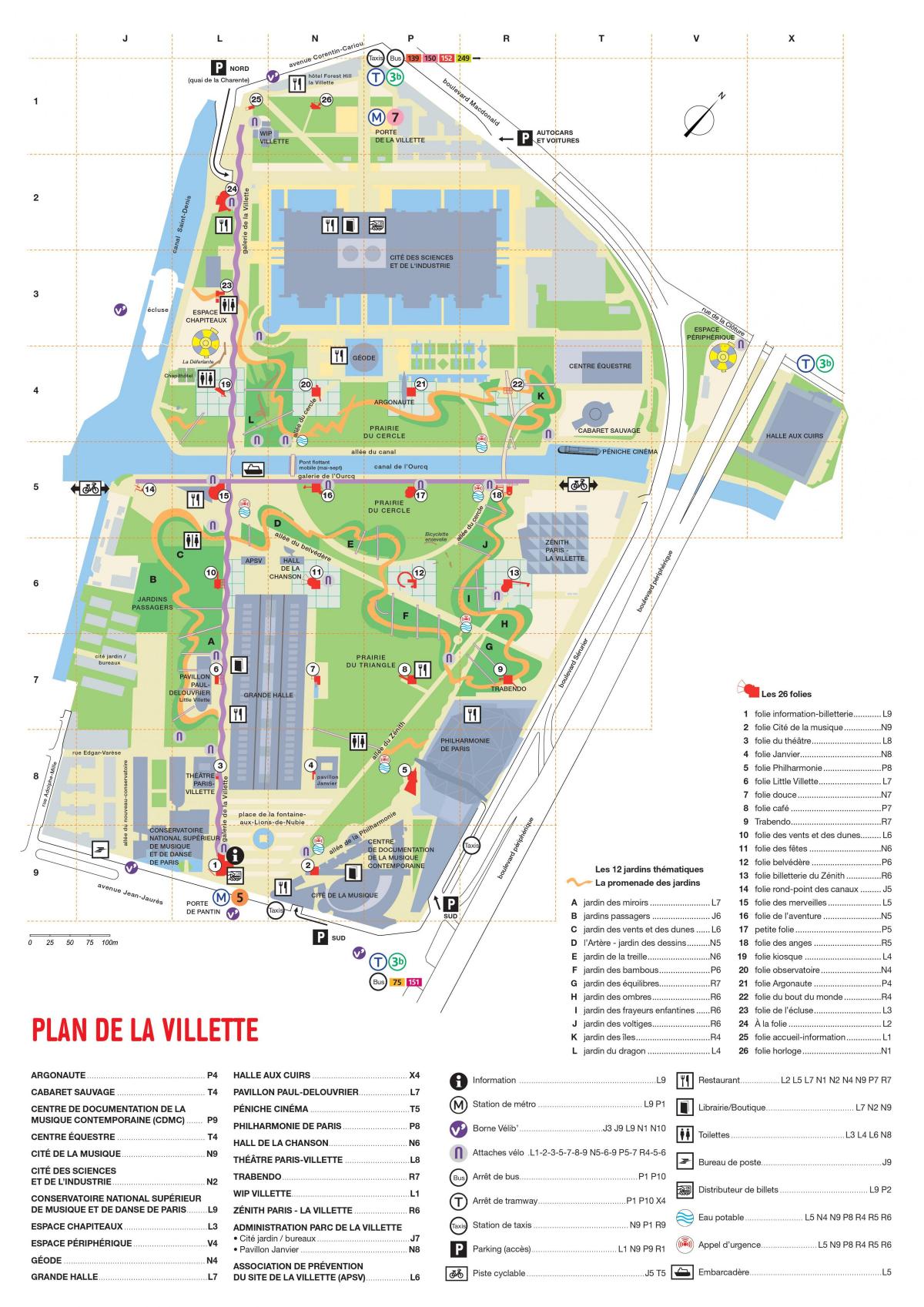 რუკა Parc de la Villette