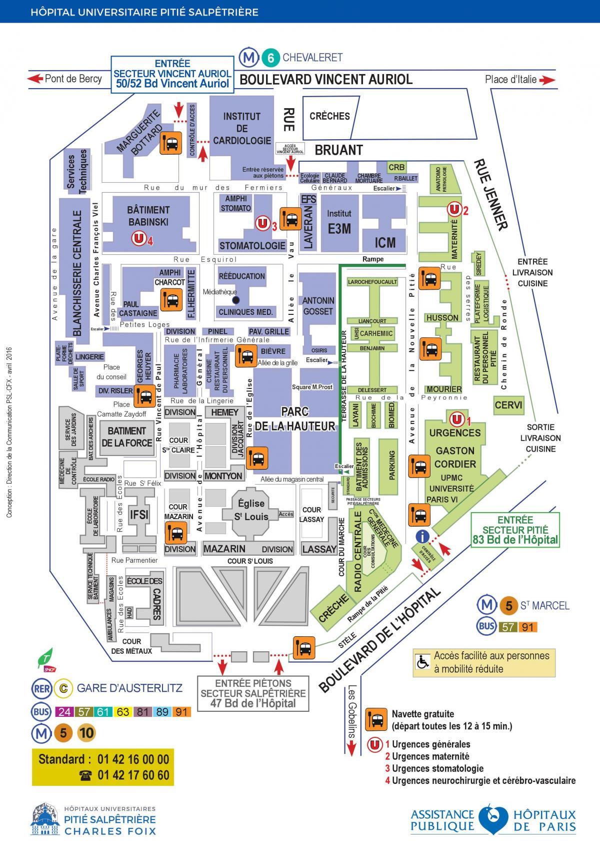 რუკა Pitie Salpetriere საავადმყოფოს