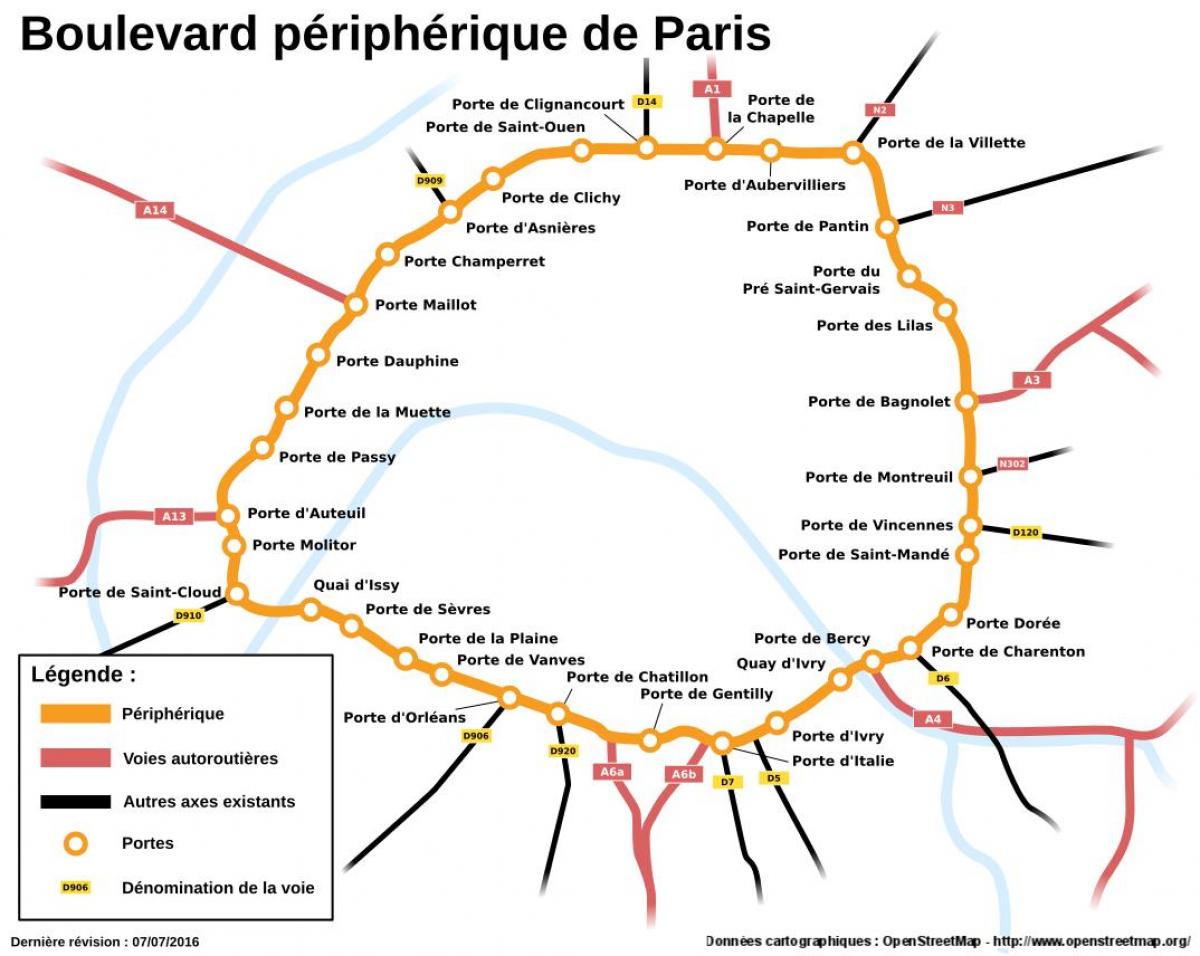 რუკა ბულვარი Périphérique
