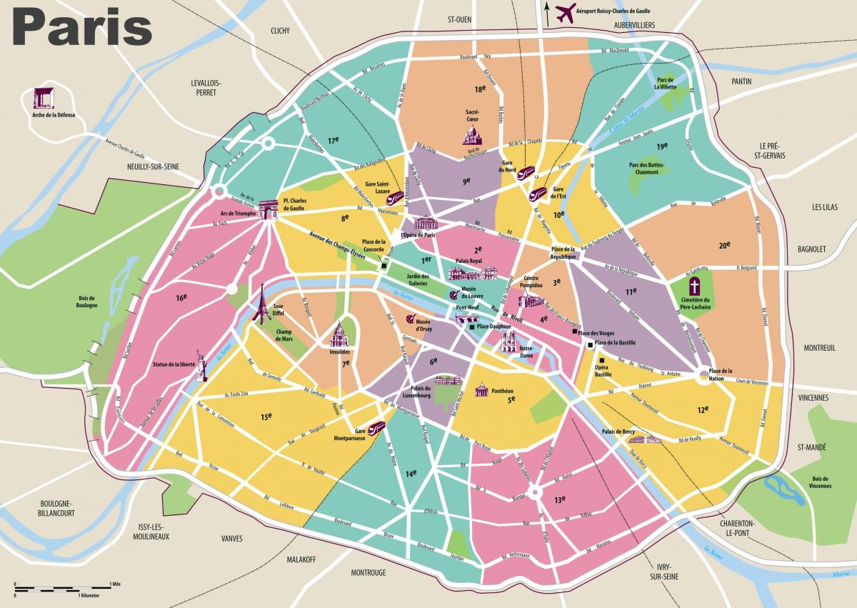 რუკა პარიზის ატრაქციონები