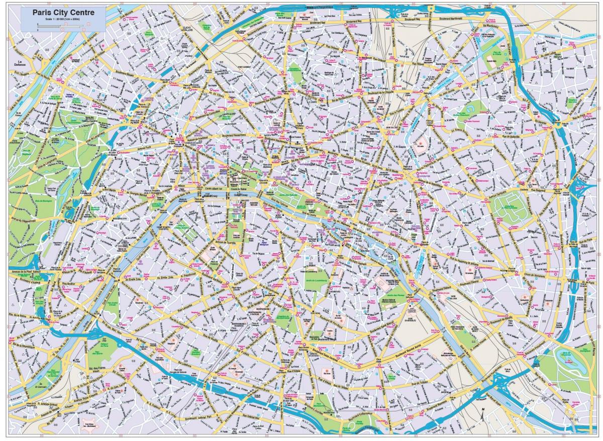 რუკა პარიზის ქალაქის ცენტრში